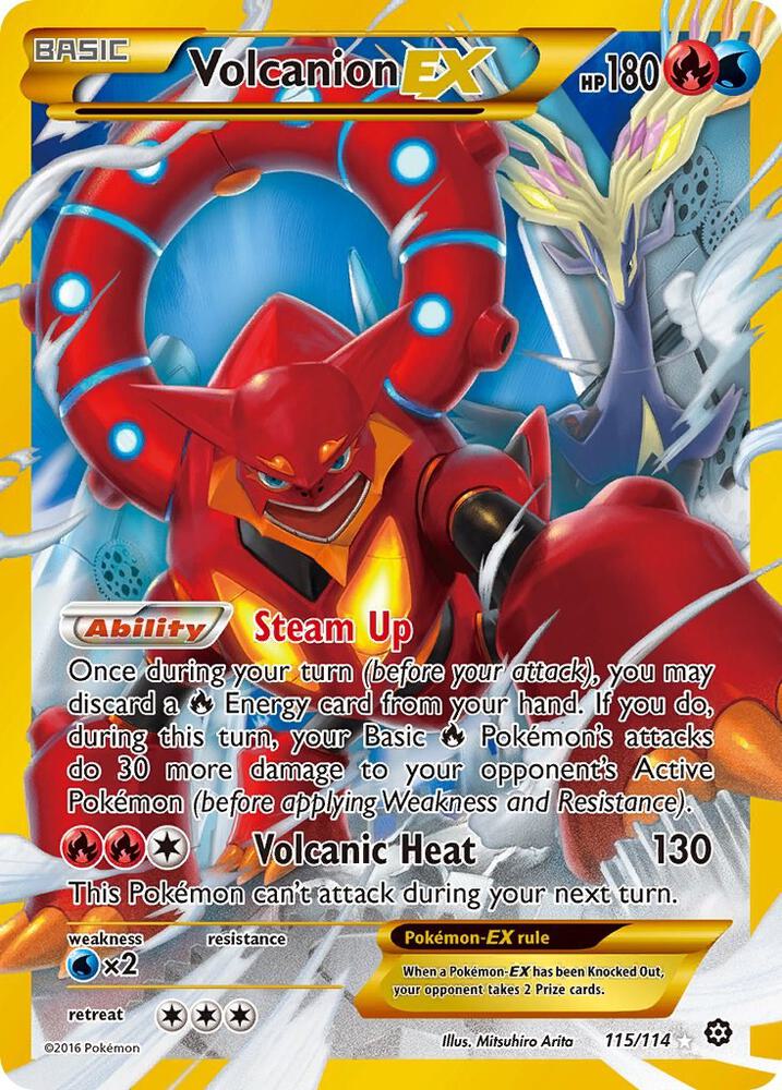 Pokemon XY Steam Siege Volcanion EX 115/114 Secret Rare Holo Card