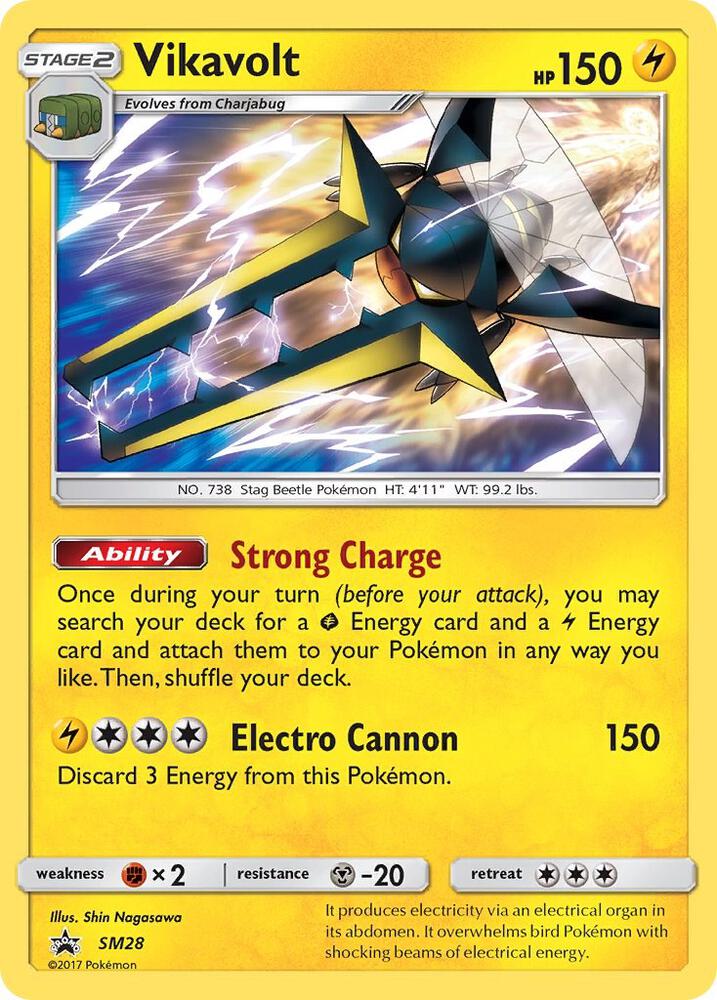 Pokemon Sun & Moon Promo Vikavolt SM28 Holo Card - stylecreep.com