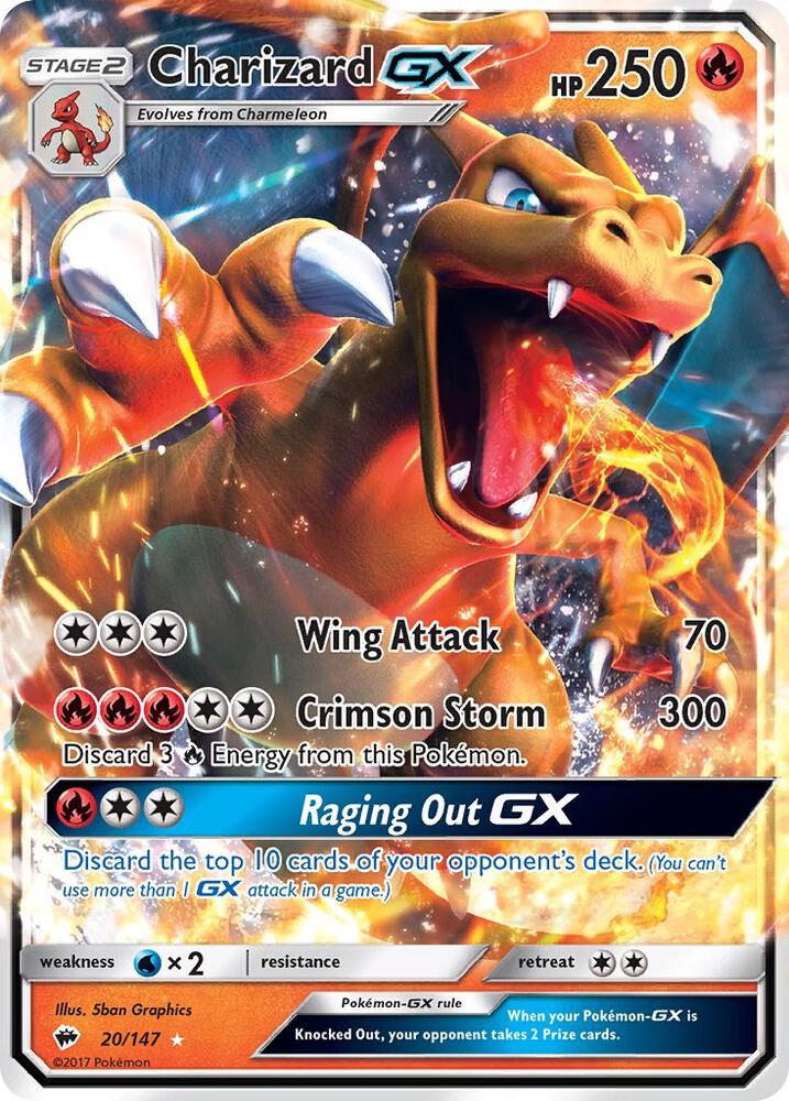 Pokemon Burning Shadows Charizard GX 20/147 Ultra Rare Holo Card