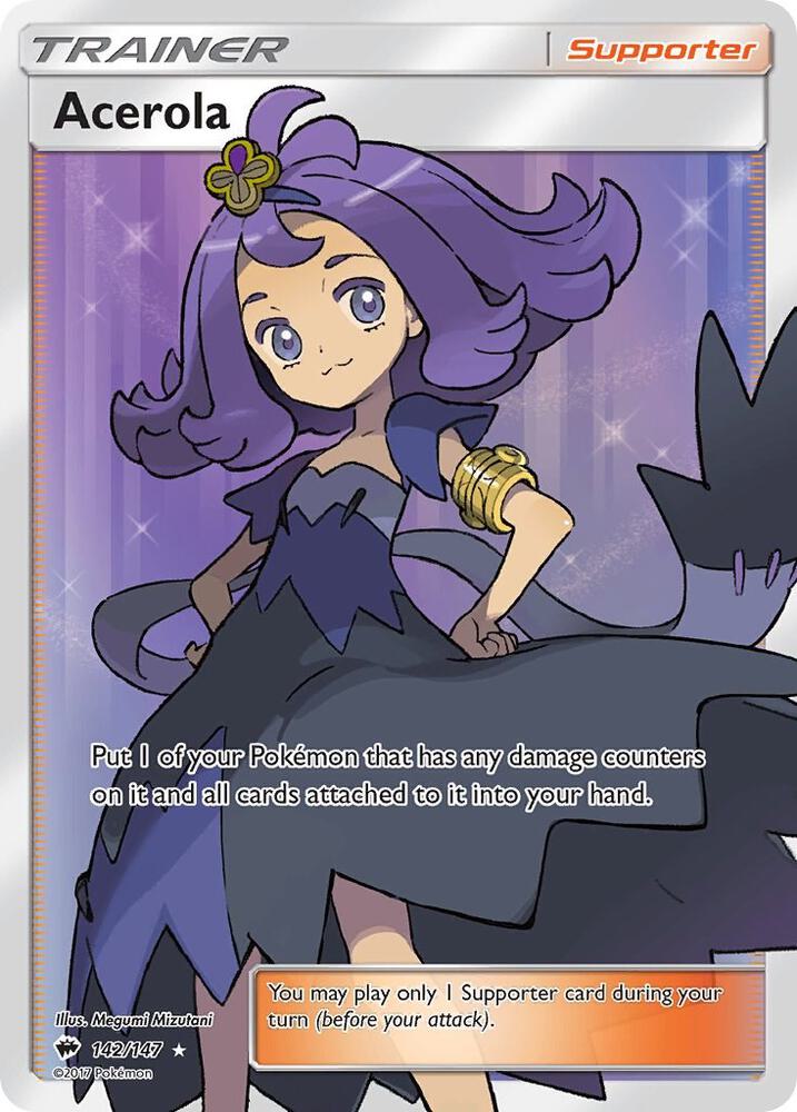 Pokemon Burning Shadows Acerola 142/147 Ultra Rare Holo Card