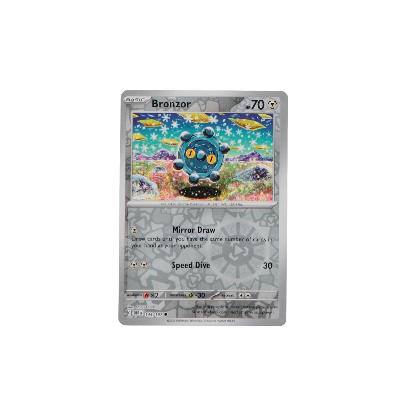 Pokemon TCG SV3 Obsidian Flames 144/197 Bronzor Rev Holo Card - stylecreep.com