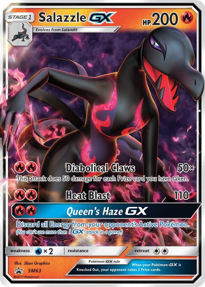 Pokemon Sun & Moon Promo Salazzle GX SM63 Holo Card - stylecreep.com