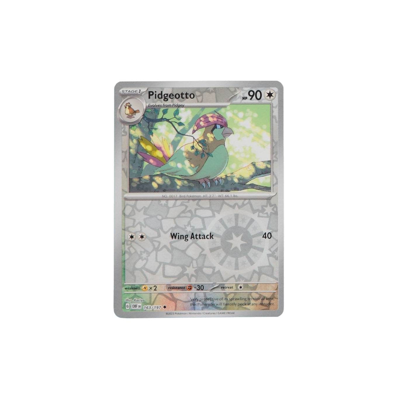 Pokemon TCG SV3 Obsidian Flames 163/197 Pidgeotto Rev Holo Card - stylecreep.com