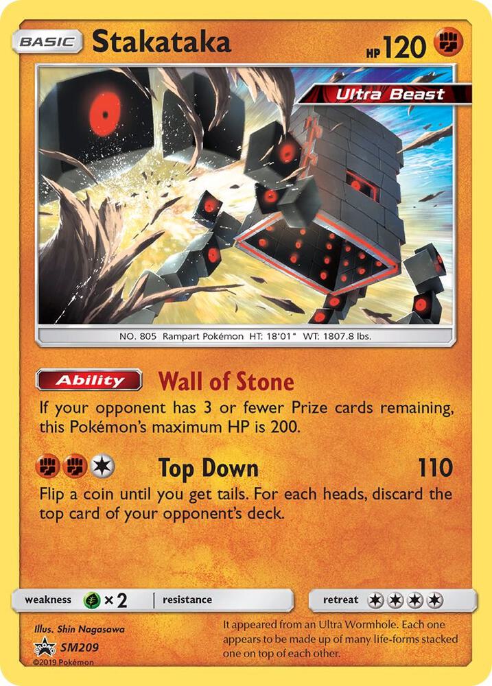 Pokemon Sun & Moon Promo Stakataka SM209 Holo Card - stylecreep.com