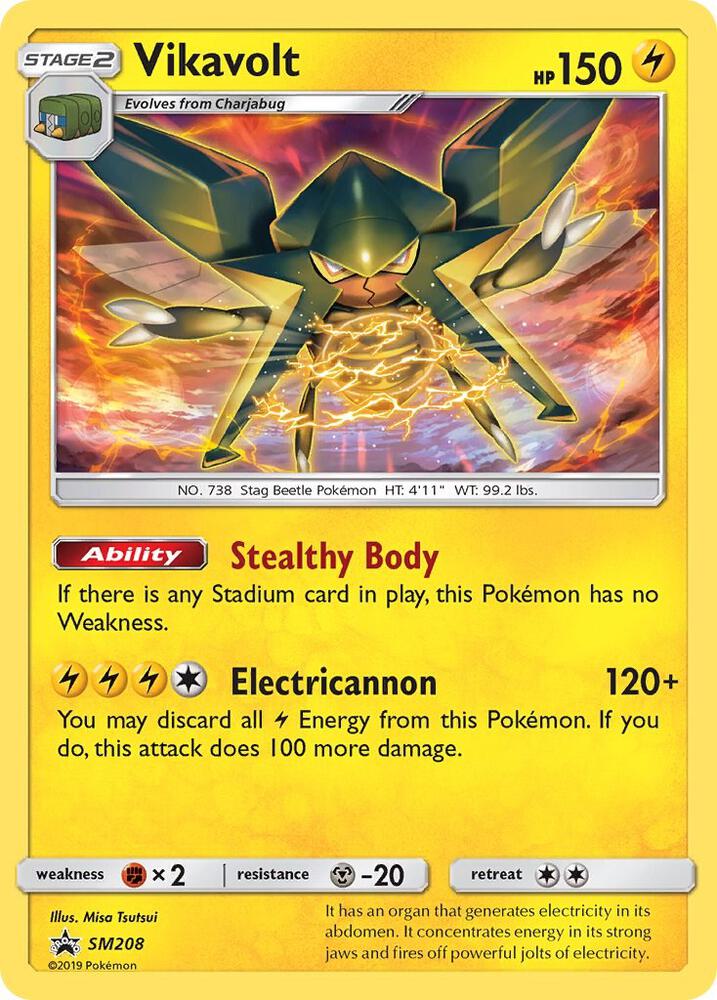 Pokemon Sun & Moon Promo Vikavolt SM208 Holo Card - stylecreep.com