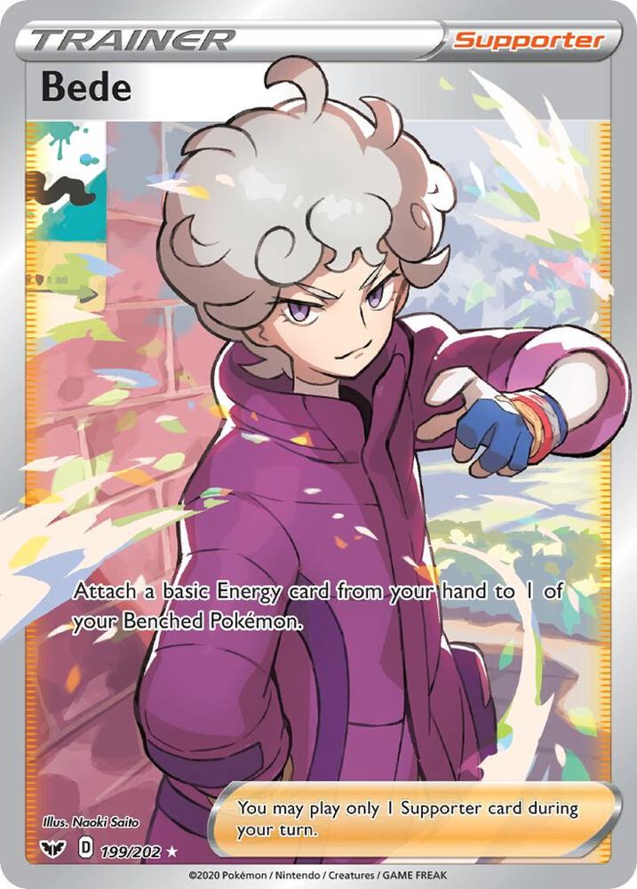 Pokemon Sword & Shield Bede 199/202 Ultra Rare Holofoil Card
