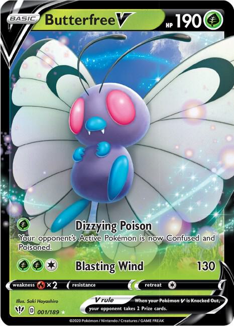 Pokemon Darkness Ablaze Butterfree V 001/189 Ultra Rare Holo Card - stylecreep.com