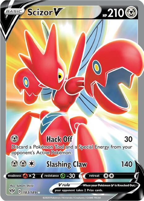 Pokemon Darkness Ablaze Scizor V 183/189 Ultra Rare Holo Card