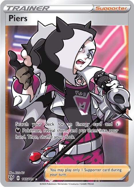 Pokemon Darkness Ablaze Piers 187/189 Ultra Rare Holo Card