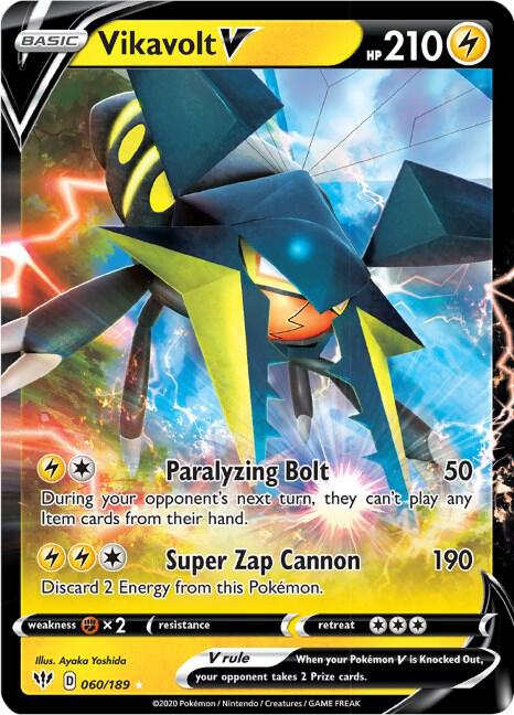 Pokemon Darkness Ablaze Vikavolt V 060/189 Ultra Rare Holo Card - stylecreep.com