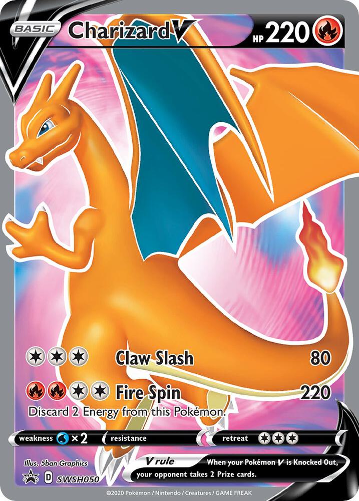 Pokemon Sword & Shield Promo Charizard V SWSH050 Holo Card (NOT SEALED)