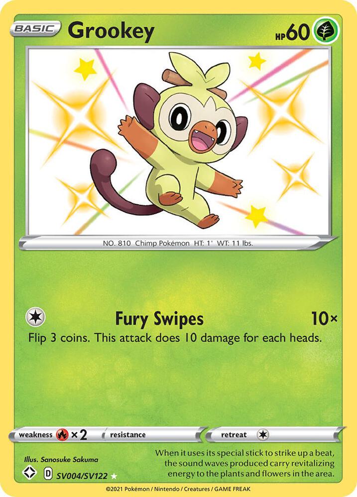 Pokemon Shining Fates Grookey SV004/SV122 Shiny Holo Rare Holo Card