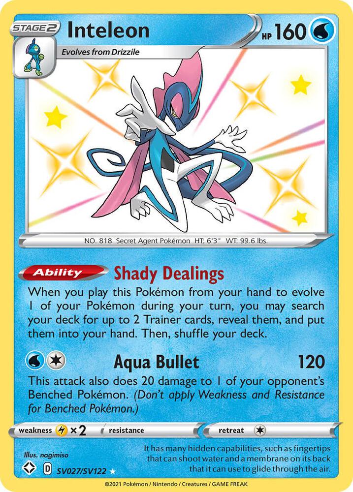 Pokemon Shining Fates: Shiny Vault Inteleon SV027/SV122 Shiny Holo Rare Holofoil Card - stylecreep.com