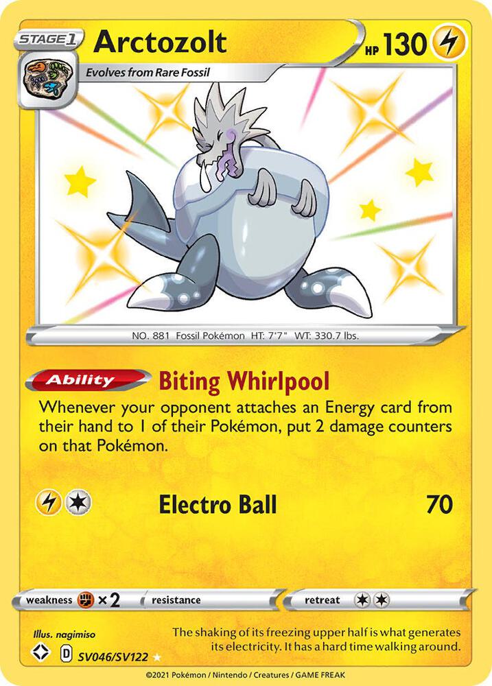 Pokemon Shining Fates Arctozolt SV046/SV122 Shiny Holo Rare Holo Card
