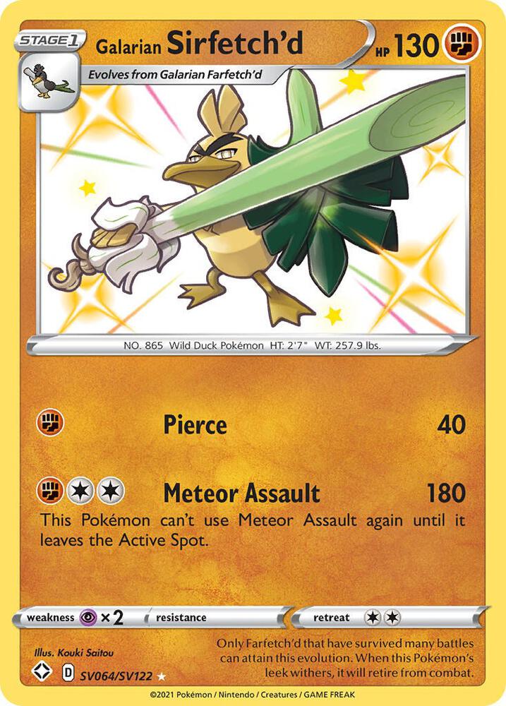 Pokemon Shining Fates Sirfetch'd SV064/SV122 Shiny Holo Rare Holo Card