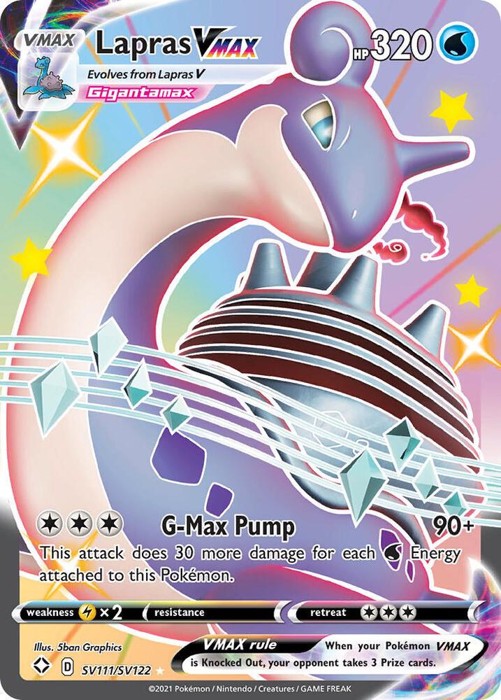 Pokemon Shining Fates Lapras VMAX SV111/SV122 Shiny Holo Rare Card