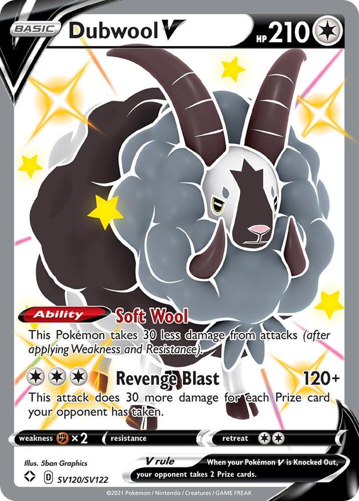 Pokemon Shining Fates Dubwool V SV120/SV122 Shiny Holo Rare Holofoil Card - stylecreep.com