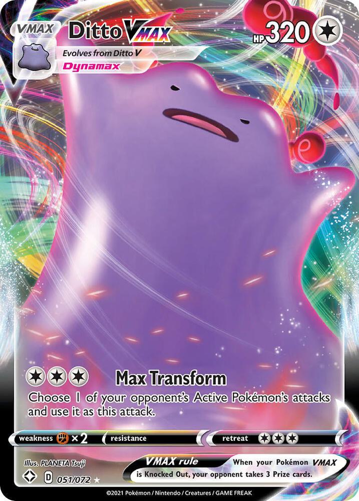 Pokemon Shining Fates Ditto VMAX 051/072 Ultra Rare Holo Card - stylecreep.com