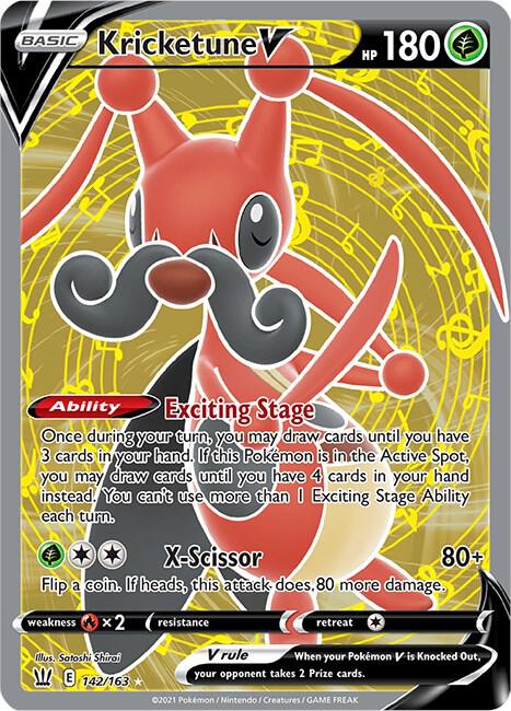 Pokemon Battle Styles Kricketune V 142/163 Ultra Rare Holo Card
