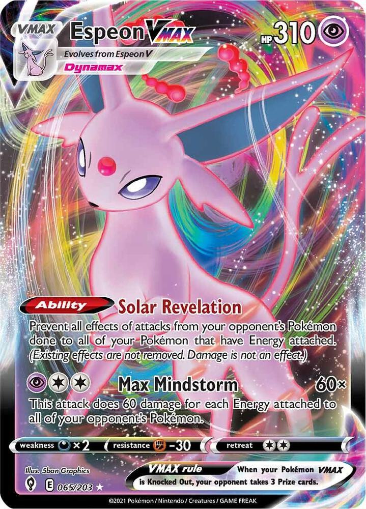 Pokemon Evolving Skies Espeon VMAX 065/203 Ultra Rare Holo Card