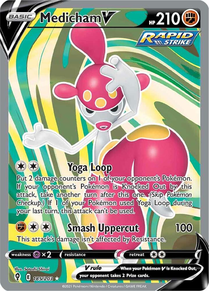 Pokemon Evolving Skies Medicham V 185/203 Ultra Rare Holofoil Card