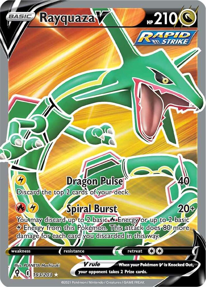 Pokemon Evolving Skies Rayquaza V 193/203 Ultra Rare Holo Card