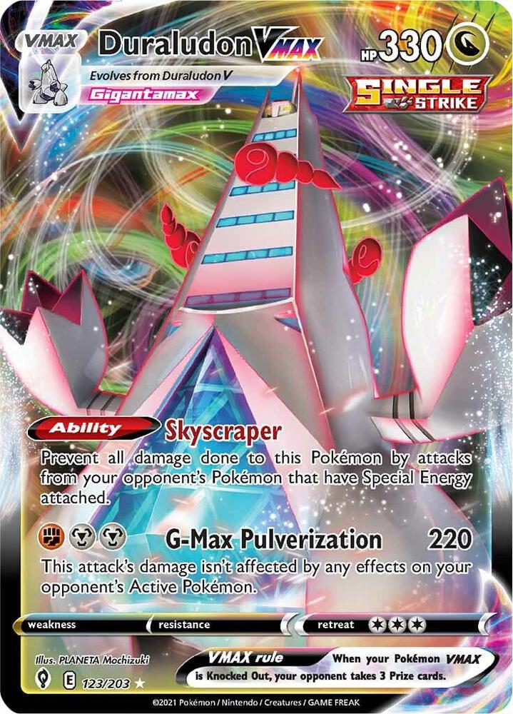 Pokemon Evolving Skies Duraludon VMAX 123/203 Ultra Rare Holo Card