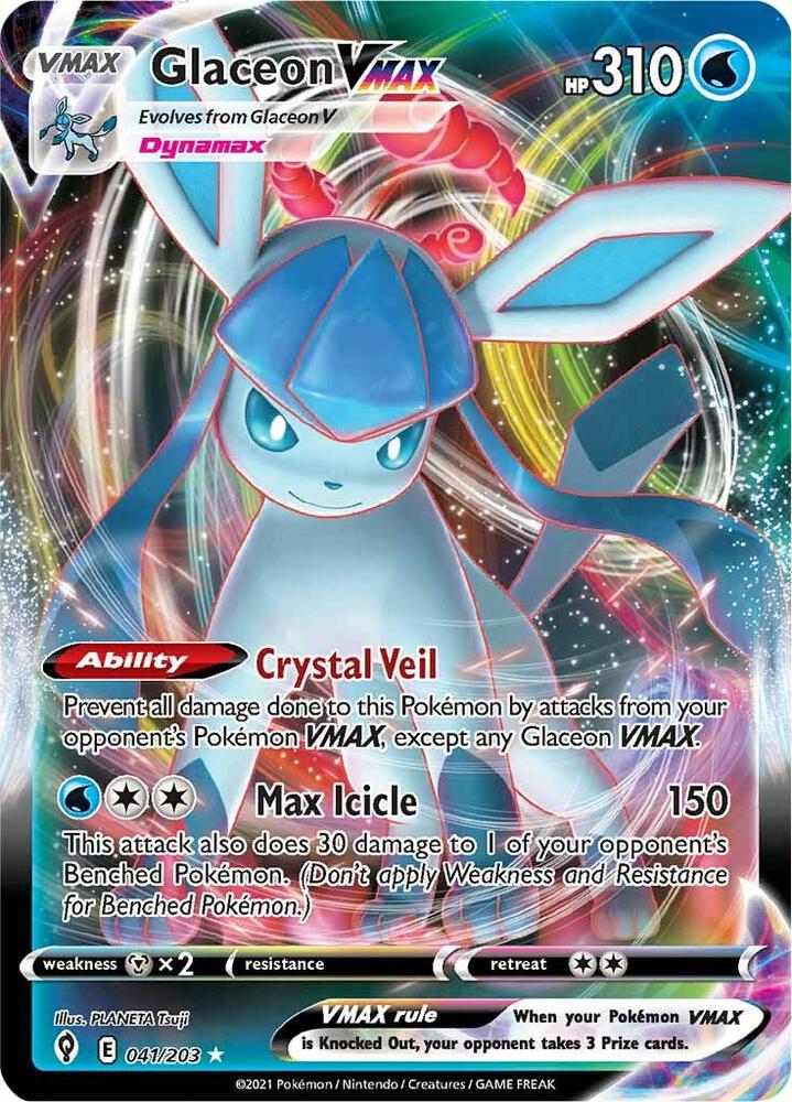 Pokemon Evolving Skies Glaceon VMAX 041/203 Ultra Rare Holo Card