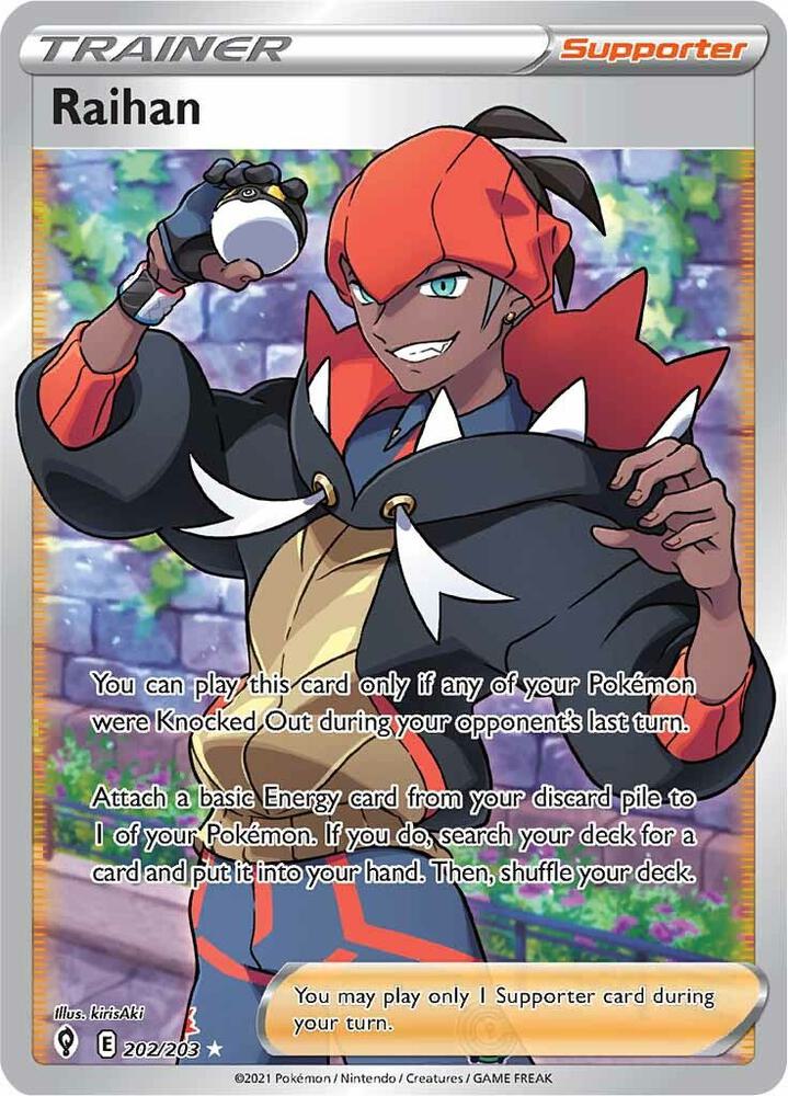 Pokemon Evolving Skies Raihan 202/203 Ultra Rare Holo Card