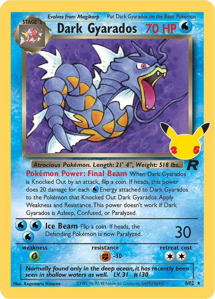 Pokemon Celebrations Dark Gyarados 8/82 Classic Collection Holo Card