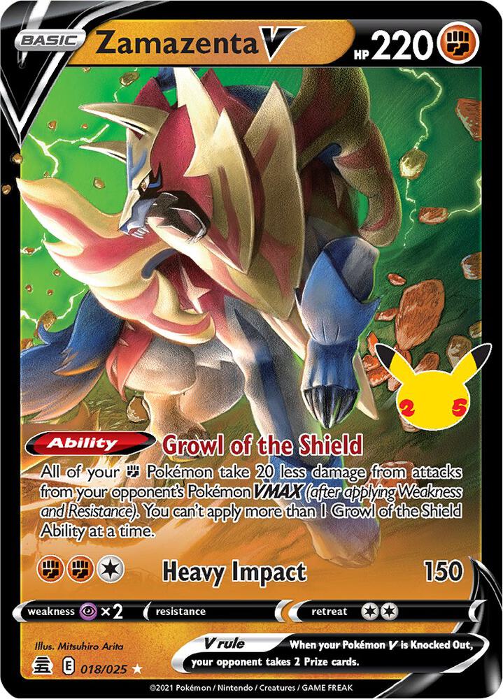 Pokemon Celebrations Zamazenta V 018/025 Ultra Rare Holo Card - stylecreep.com