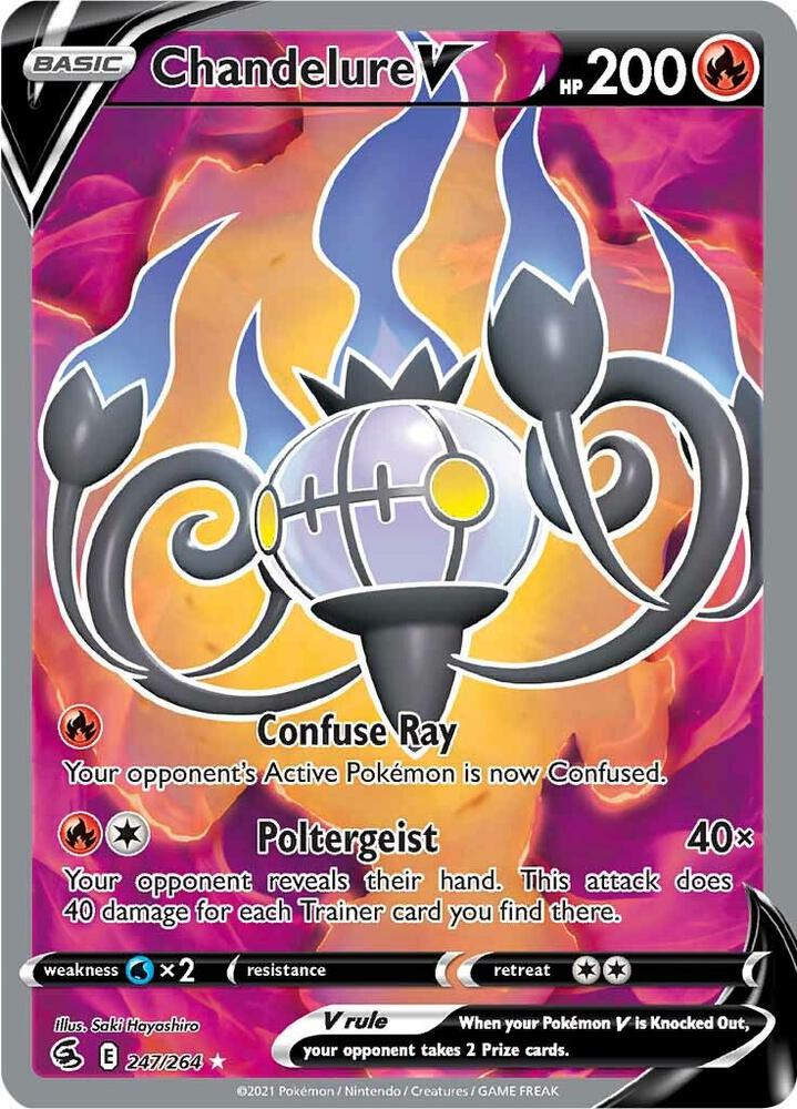Pokemon Fusion Strike Chandelure V 247/264 Ultra Rare Holo Card