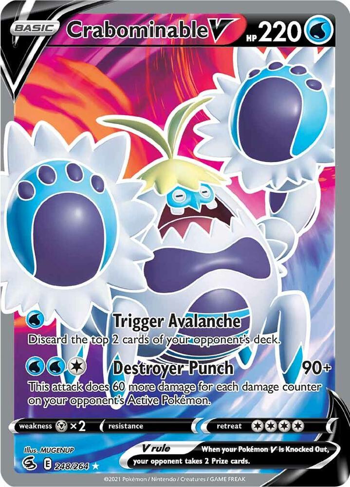 Pokemon Fusion Strike Crabominable V 248/264 Ultra Rare Holo Card