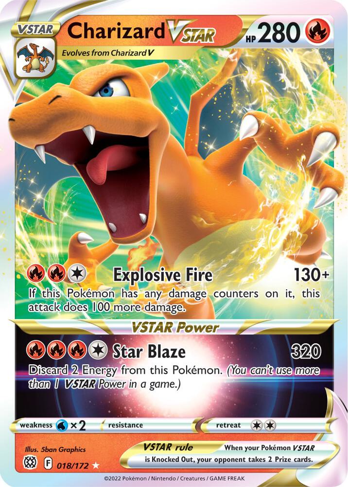 Pokemon Brilliant Stars Charizard VSTAR 018/172 Ultra Rare Holofoil Card