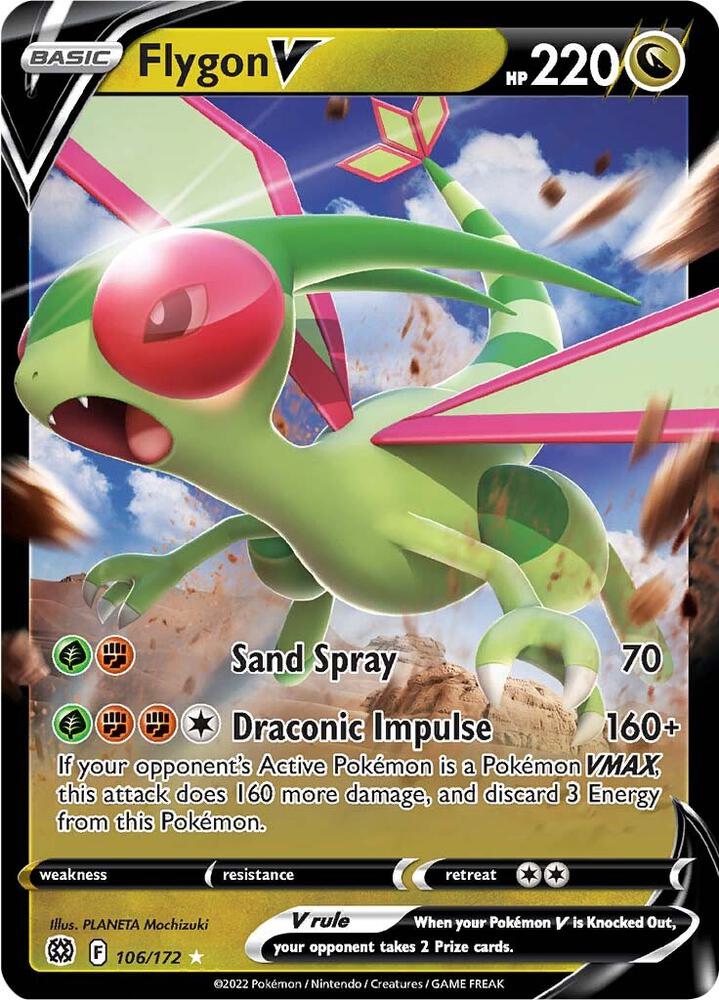 Pokemon Brilliant Stars Flygon V 106/172 Ultra Rare Holo Card