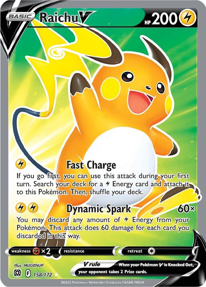 Pokemon Brilliant Stars Raichu V 158/172 Ultra Rare Holofoil Card