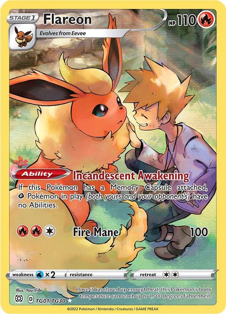 Pokemon Brilliant Stars Flareon TG01/TG30 Ultra Rare Holofoil Card