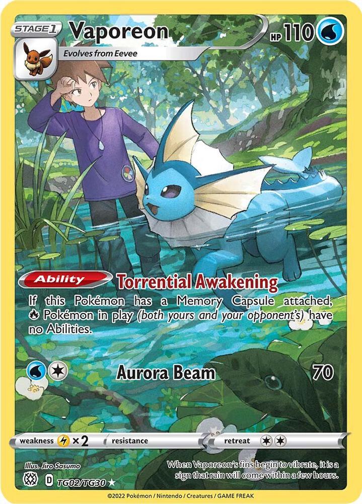 Pokemon Brilliant Stars Vaporeon TG02/TG30 Ultra Rare Holofoil Card