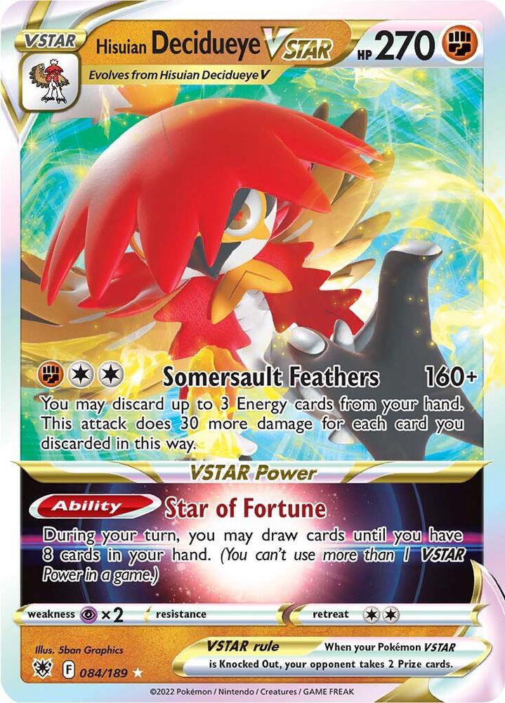 Pokemon Astral Radiance Hisuian Decidueye VSTAR 084/189 Ultra Rare Holofoil Card