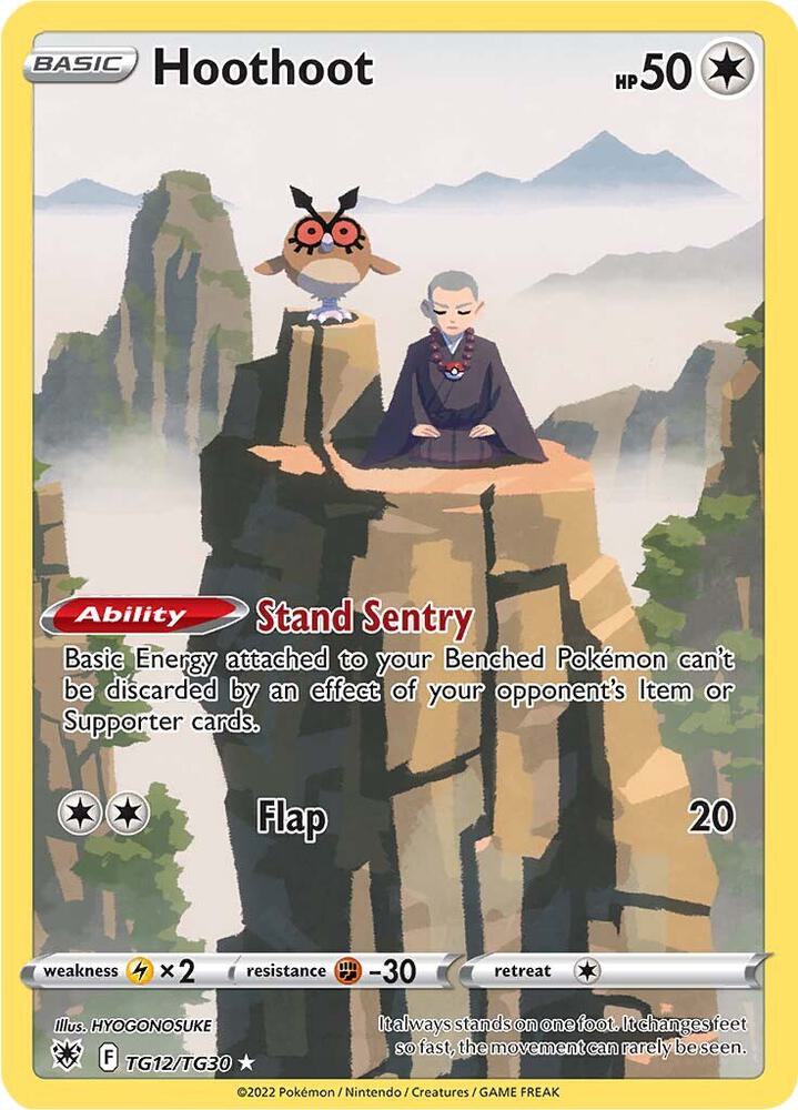 Pokemon Astral Radiance Hoothoot TG12/TG30 Trainer Gallery Holo Card