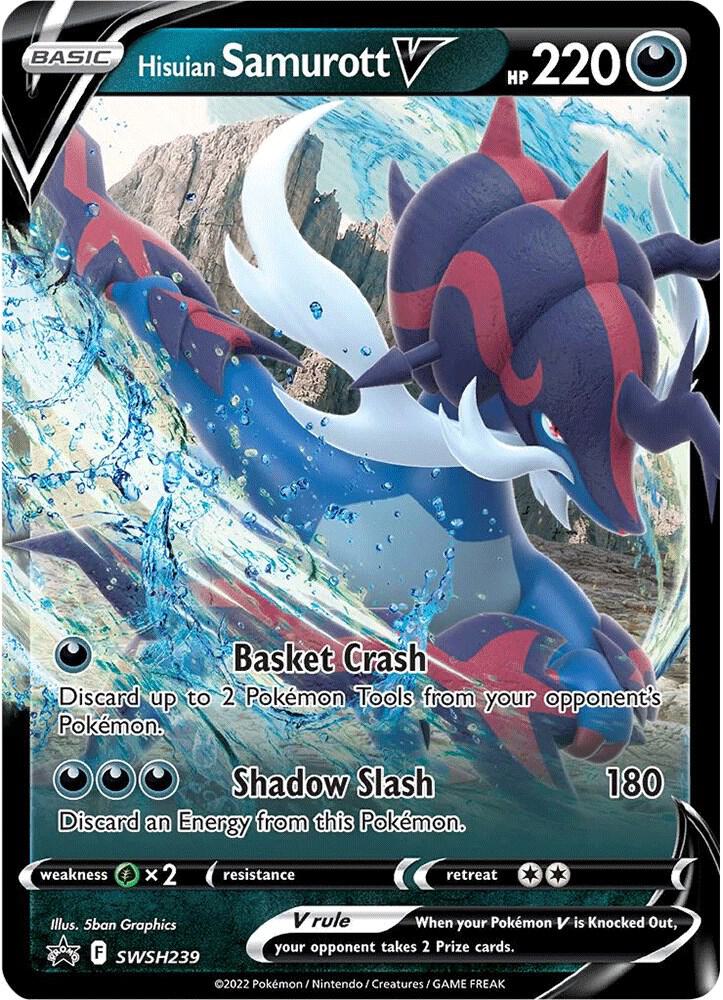 Pokemon Sword & Shield Promo Hisuian Samurott V SWSH239 Holo Card - stylecreep.com