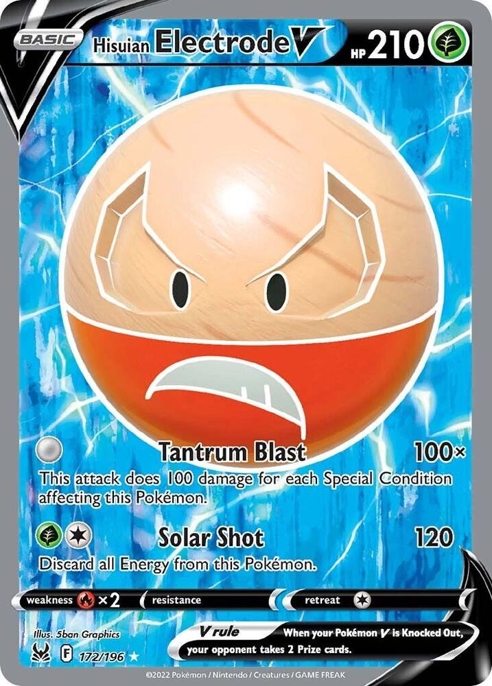 Pokemon Lost Origin Hisuian Electrode V 172/196 Ultra Rare Holo Card