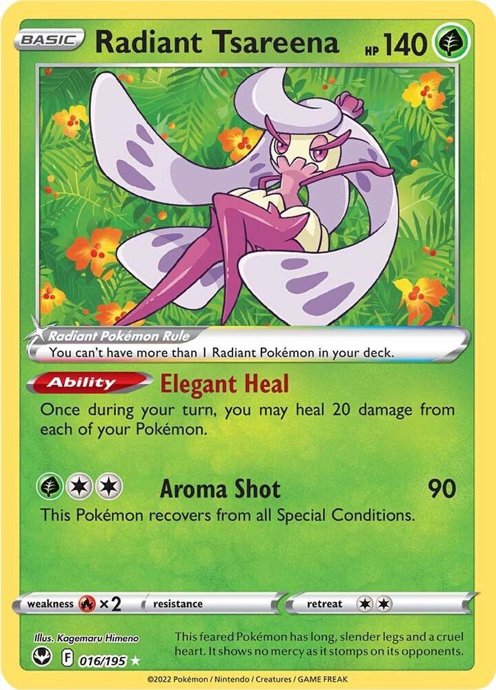 Pokemon Silver Tempest Radiant Tsareena 016/195 Radiant Rare Holo Card - stylecreep.com