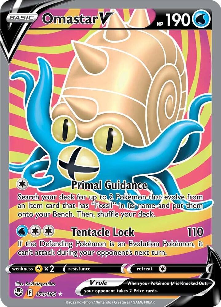 Pokemon Silver Tempest Omastar V 174/195 Ultra Rare Holo Card