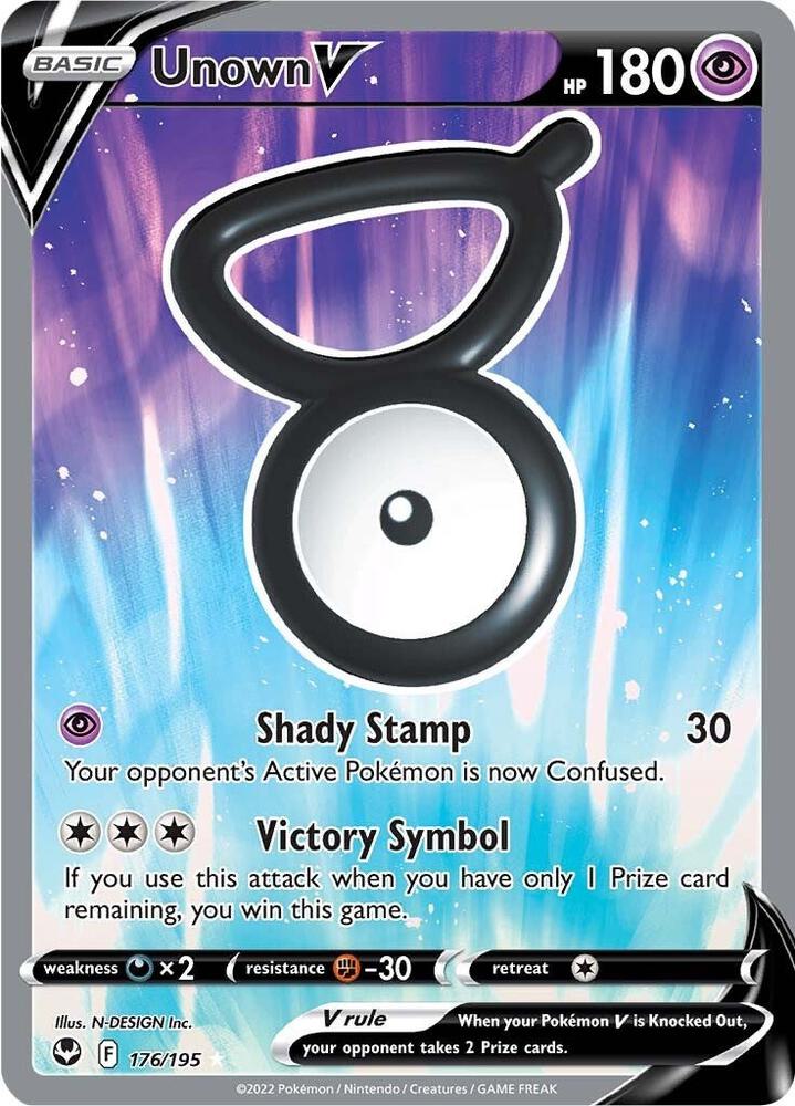 Pokemon Silver Tempest Unown V 176/195 Ultra Rare Holo Card