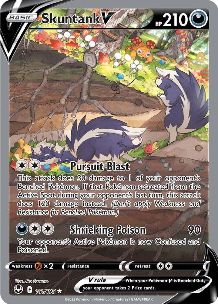 Pokemon Silver Tempest Skuntank V 181/195 Ultra Rare Holo Card