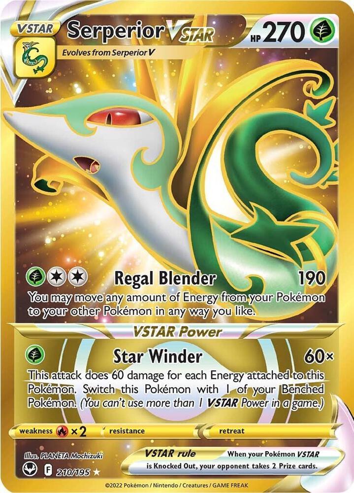 Pokemon Silver Tempest Serperior VSTAR 210/195 Secret Rare Holo Card