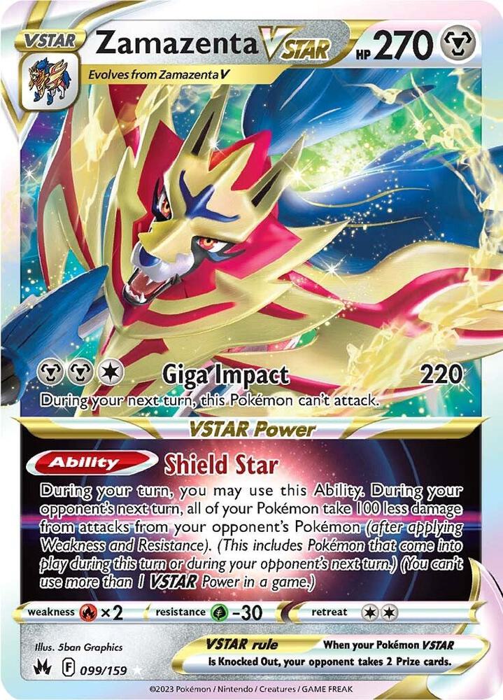 Pokemon Crown Zenith Zamazenta VSTAR 099/159 Ultra Rare Holo Card