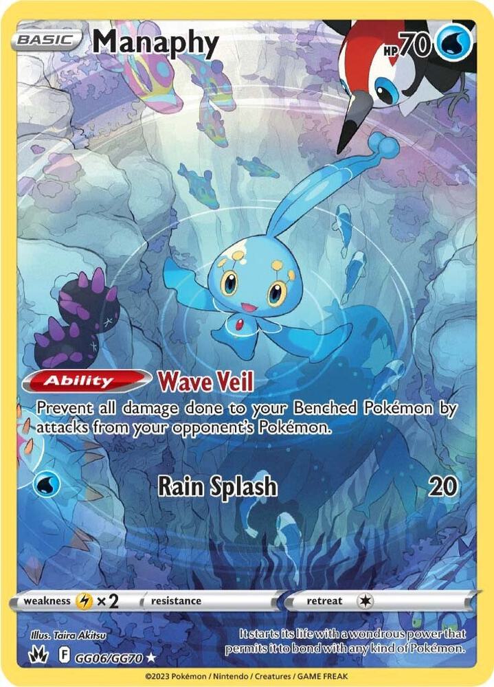 Pokemon Crown Zenith Manaphy GG06/GG70 Ultra Rare Holofoil Card