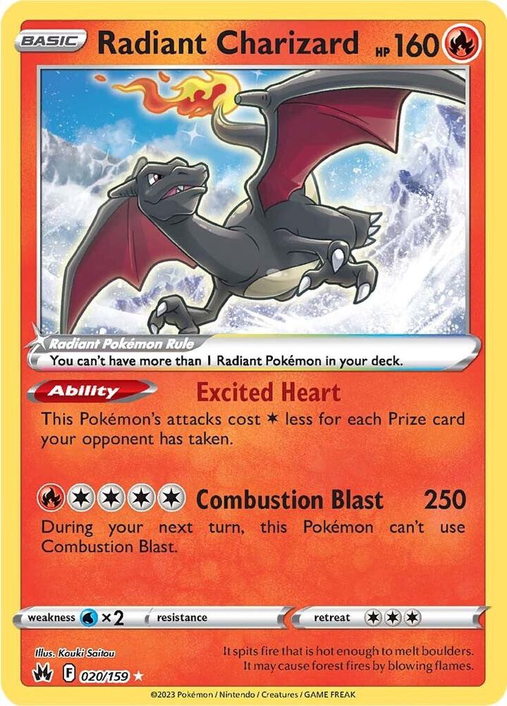 Pokemon Crown Zenith Radiant Charizard 020/159 Radiant Rare Holo Card